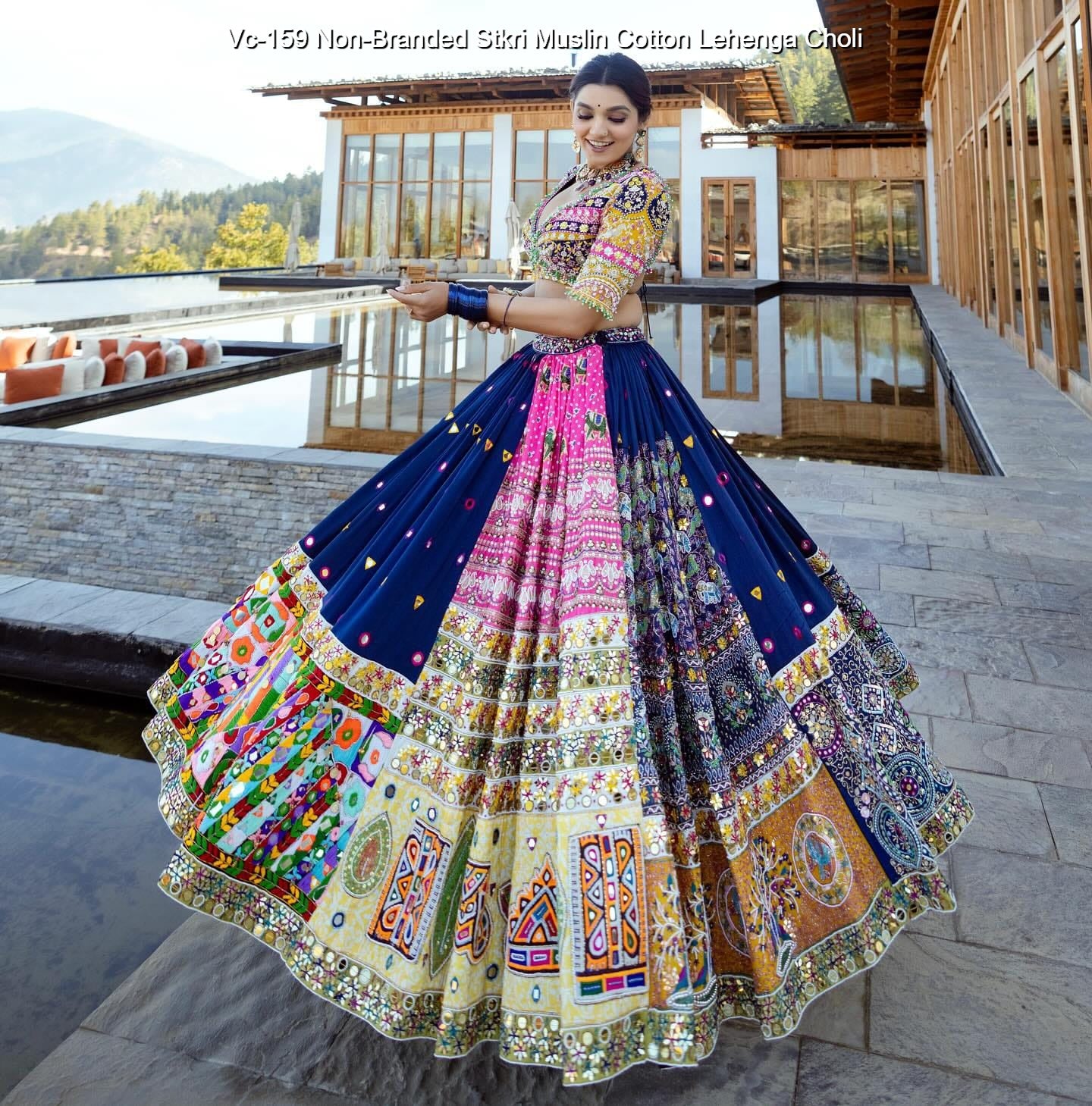 Vc-159 Non-Branded Stkri Muslin Cotton Lehenga Choli