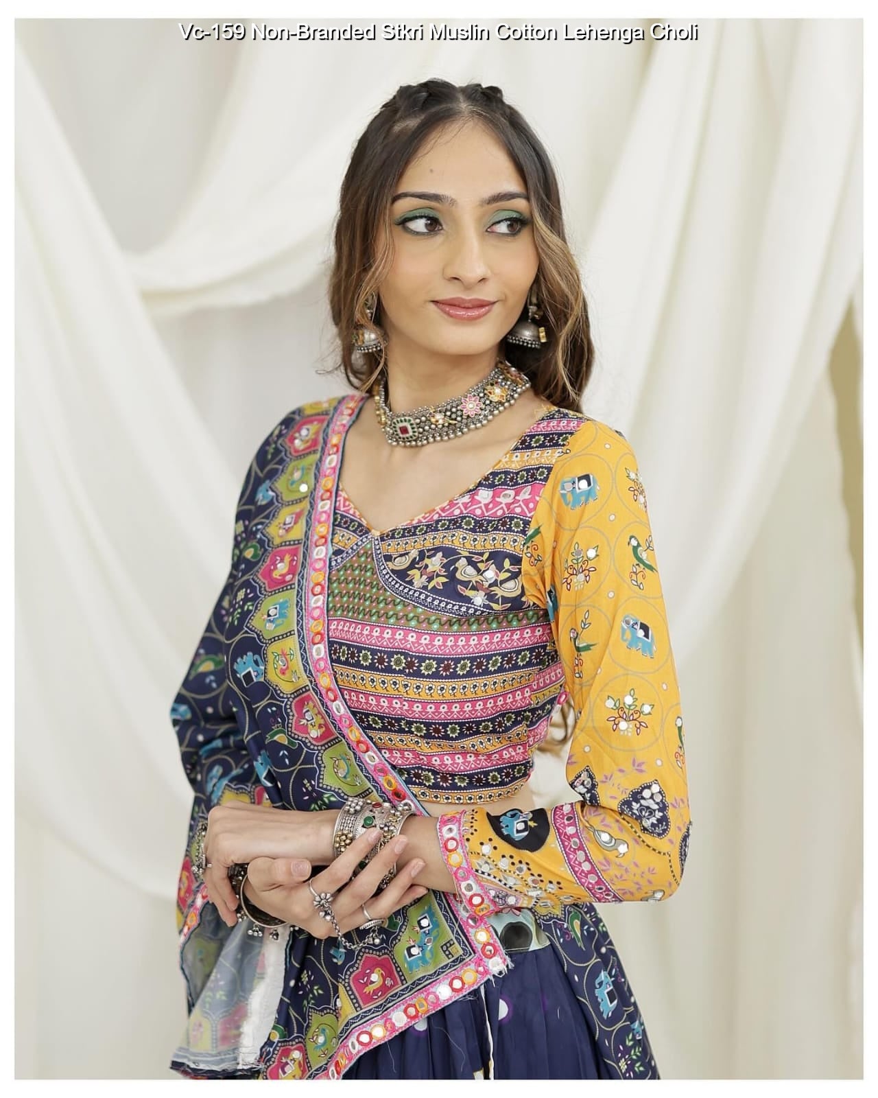 Vc-159 Non-Branded Stkri Muslin Cotton Lehenga Choli