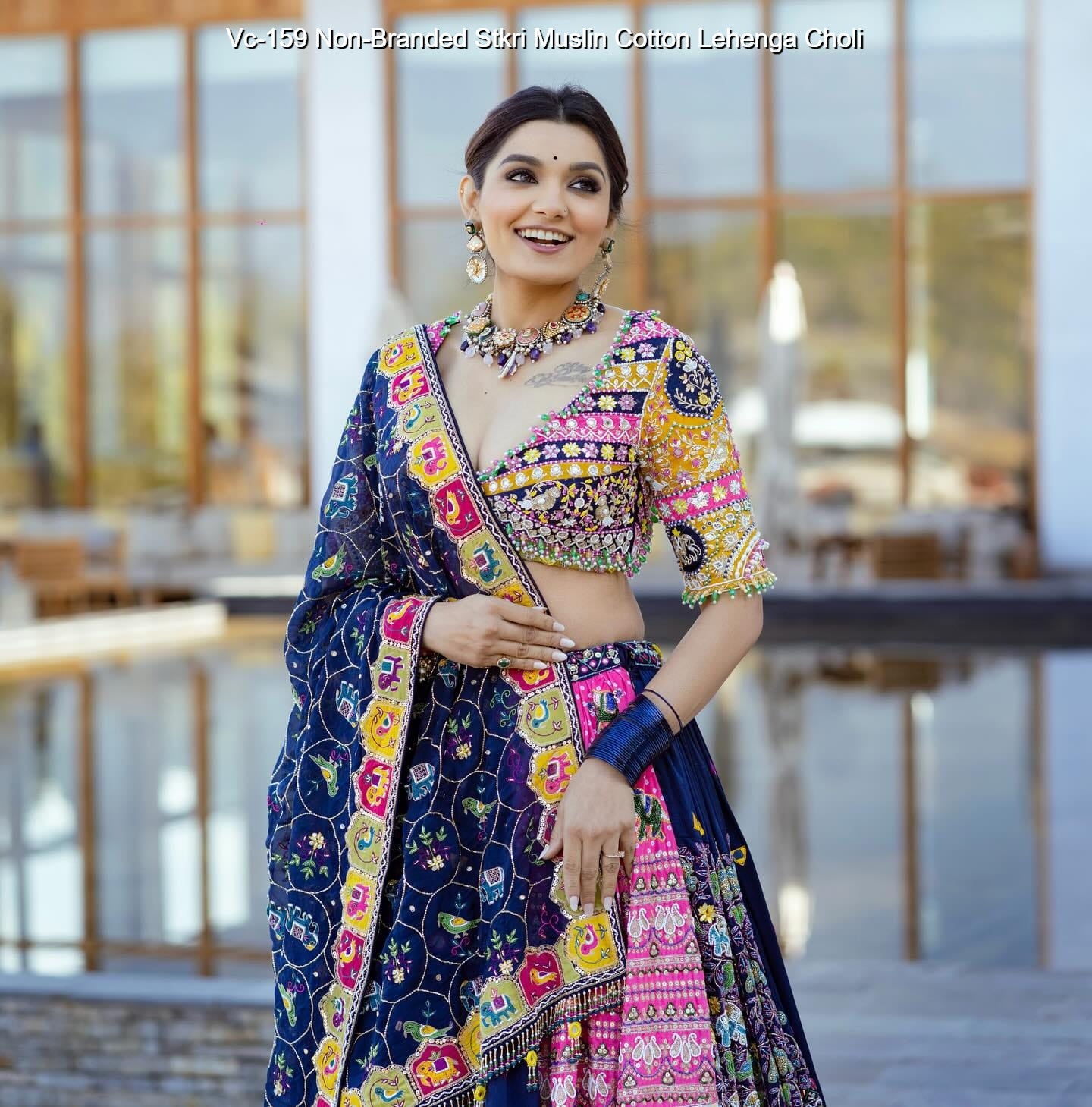 Vc-159 Non-Branded Stkri Muslin Cotton Lehenga Choli