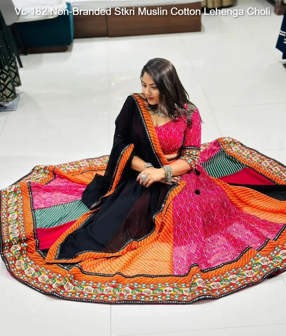 Vc-182 Non-Branded Stkri Muslin Cotton Lehenga Choli