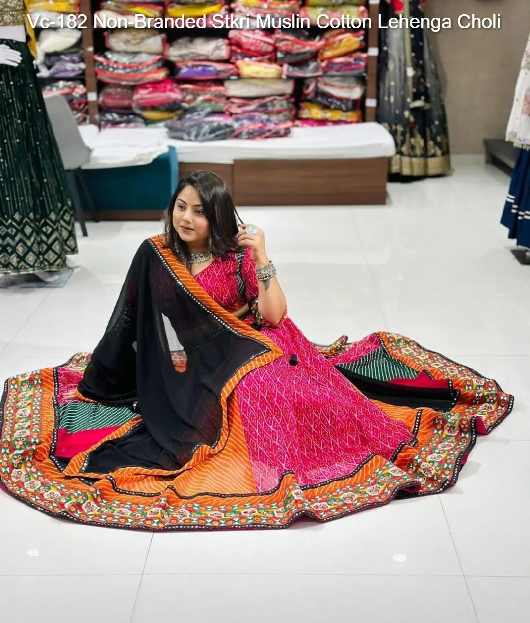 Vc-182 Non-Branded Stkri Muslin Cotton Lehenga Choli
