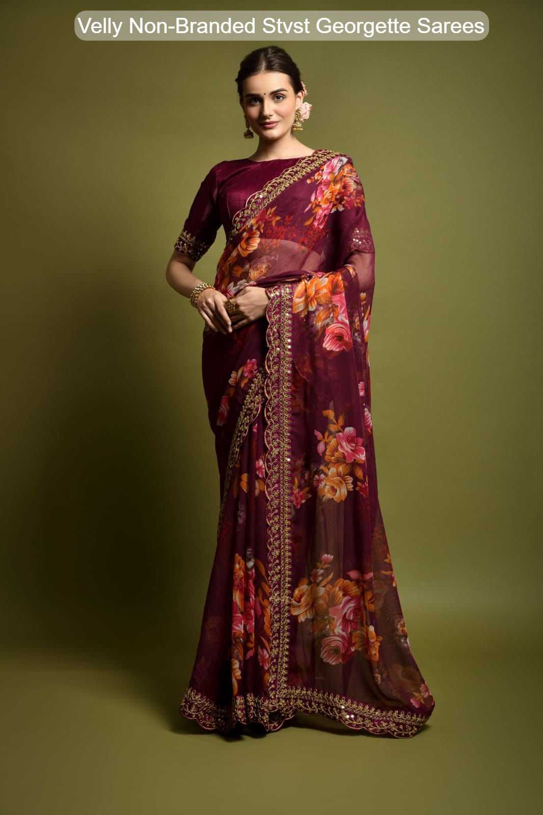 Velly Non-Branded Stvst Georgette Sarees