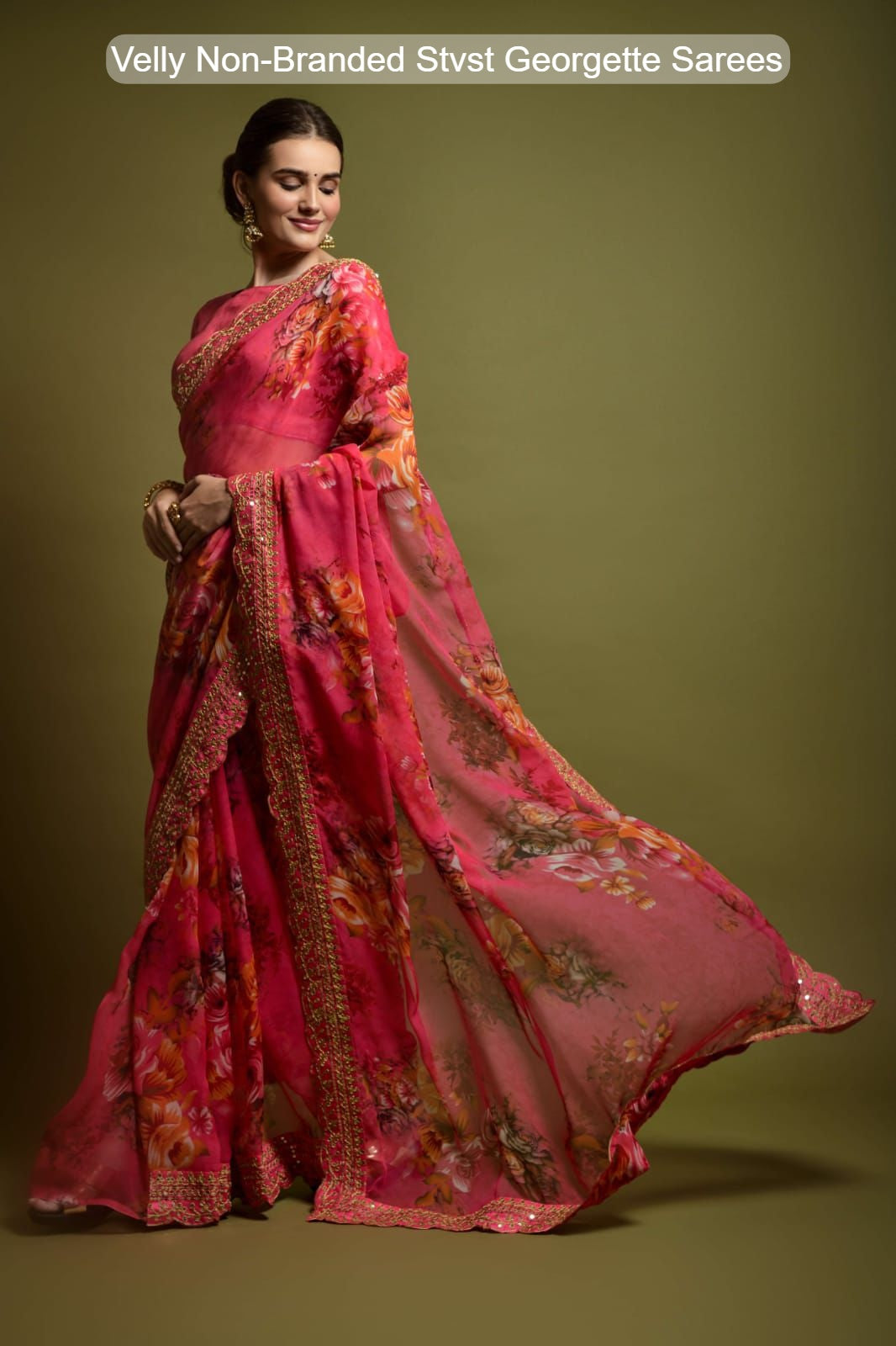 Velly Non-Branded Stvst Georgette Sarees