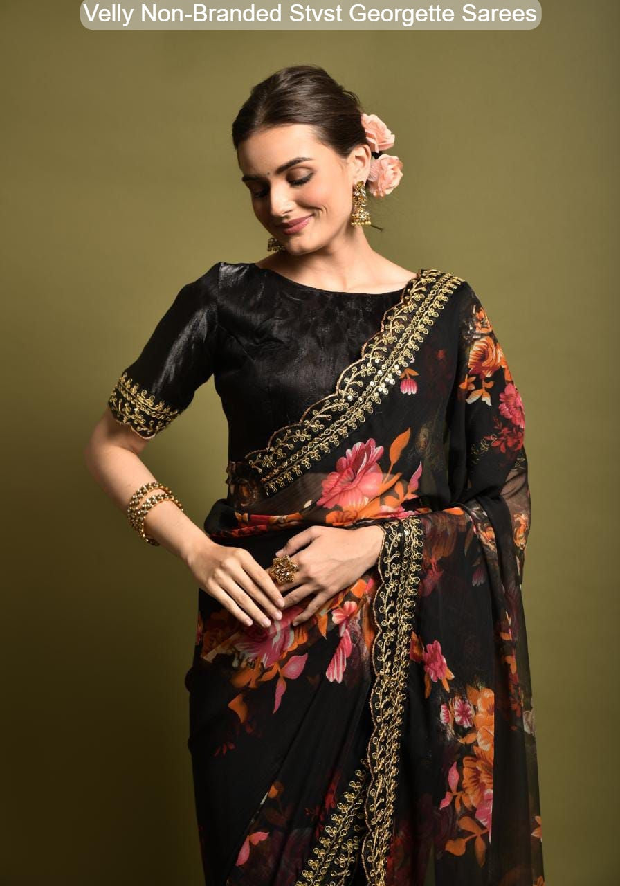 Velly Non-Branded Stvst Georgette Sarees