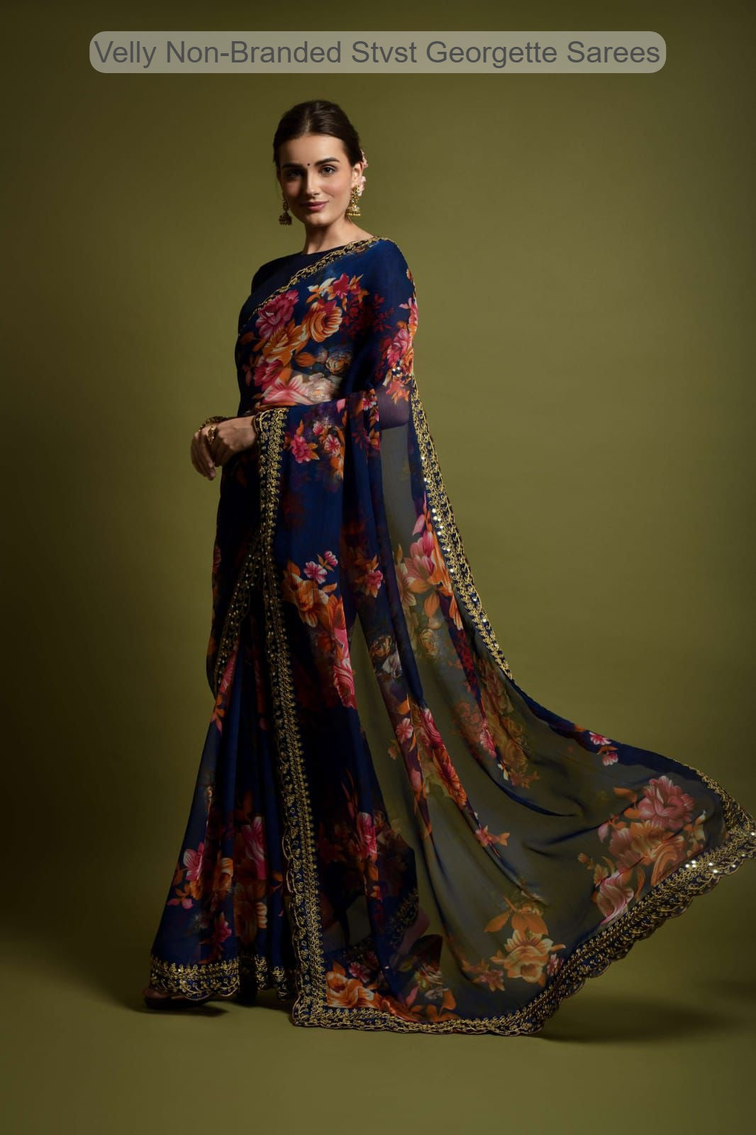 Velly Non-Branded Stvst Georgette Sarees