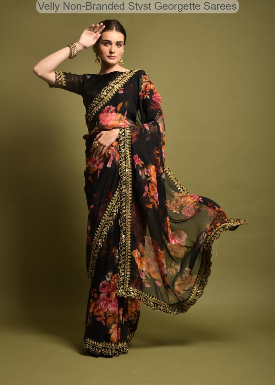 Velly Non-Branded Stvst Georgette Sarees