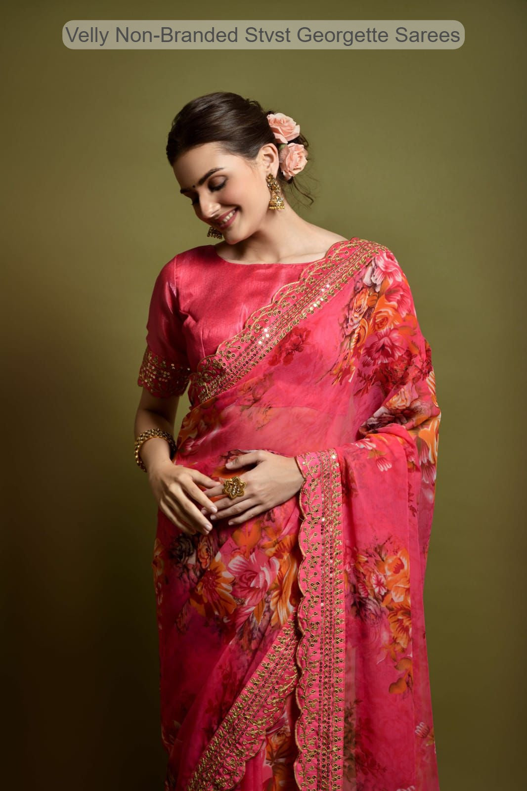 Velly Non-Branded Stvst Georgette Sarees