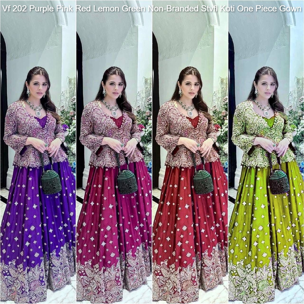Vf 202 Purple Pink Red Lemon Green Non-Branded Stvfl Koti One Piece Gown