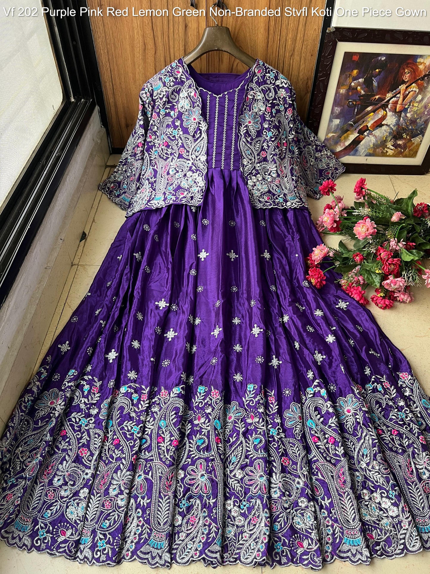 Vf 202 Purple Pink Red Lemon Green Non-Branded Stvfl Koti One Piece Gown