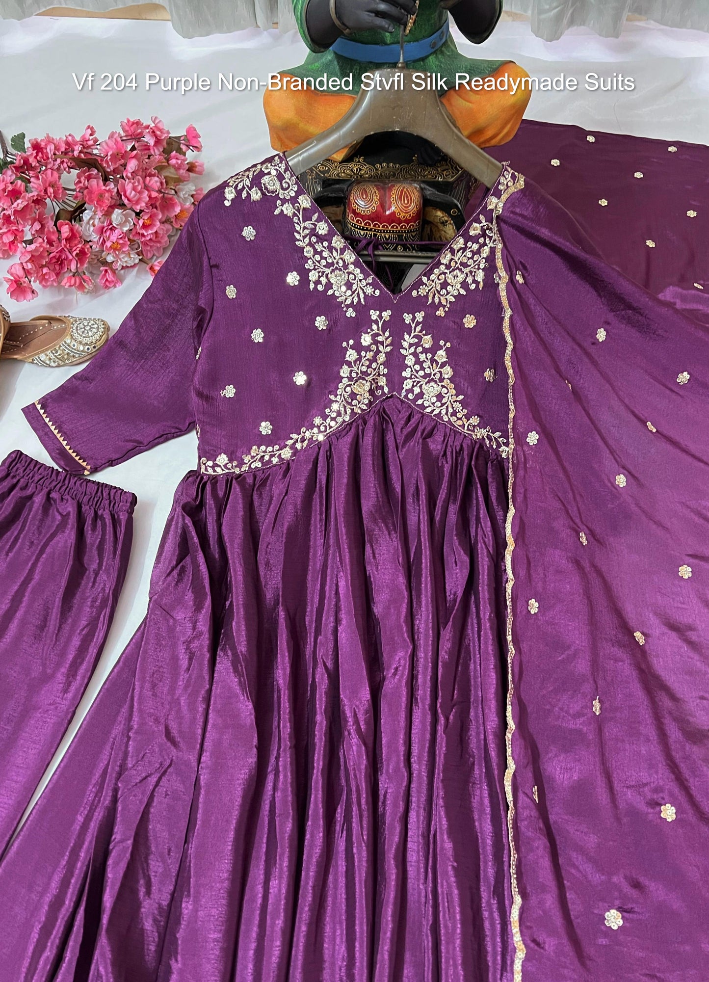 Vf 204 Purple Non-Branded Stvfl Silk Readymade Suits
