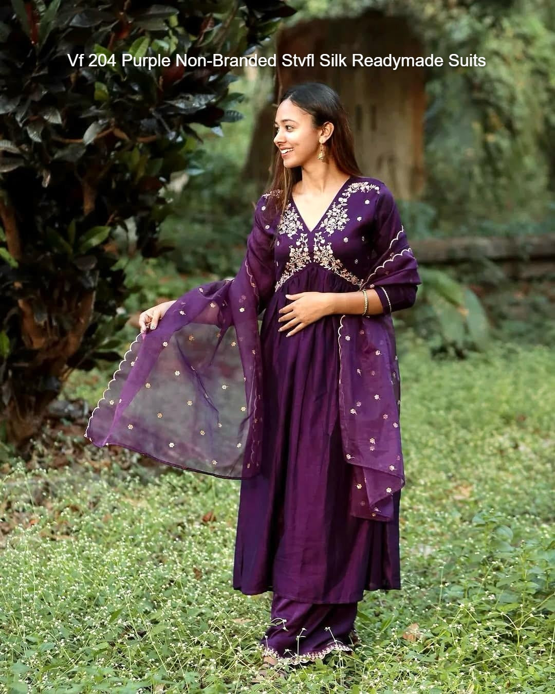 Vf 204 Purple Non-Branded Stvfl Silk Readymade Suits