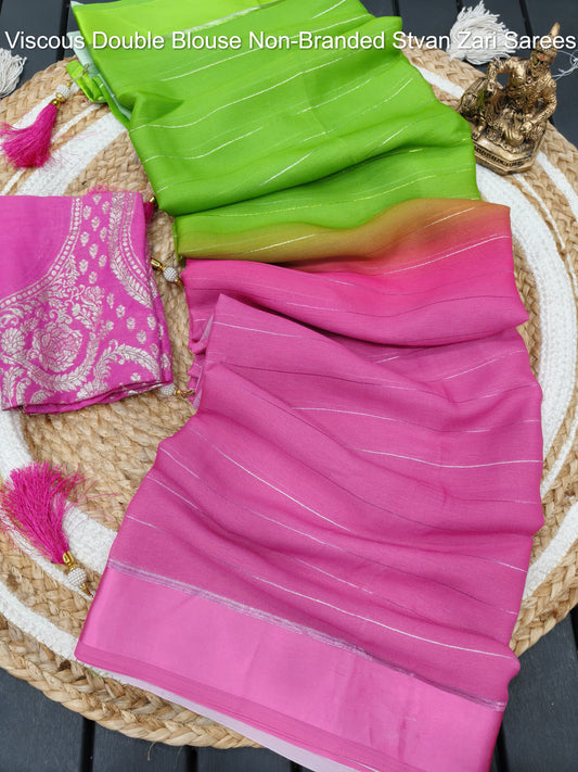 Viscous Double Blouse Non-Branded Stvan Zari Sarees