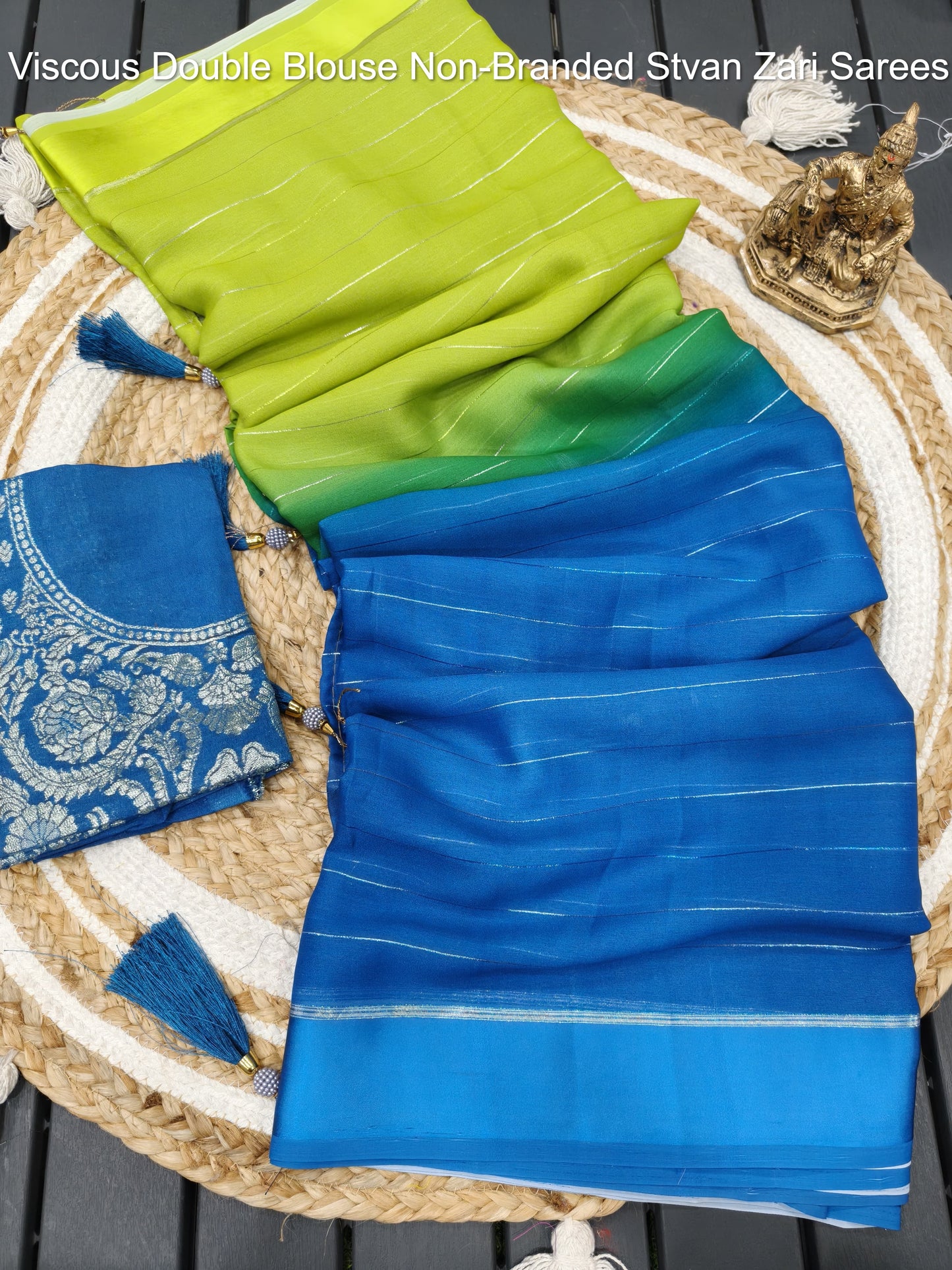 Viscous Double Blouse Non-Branded Stvan Zari Sarees