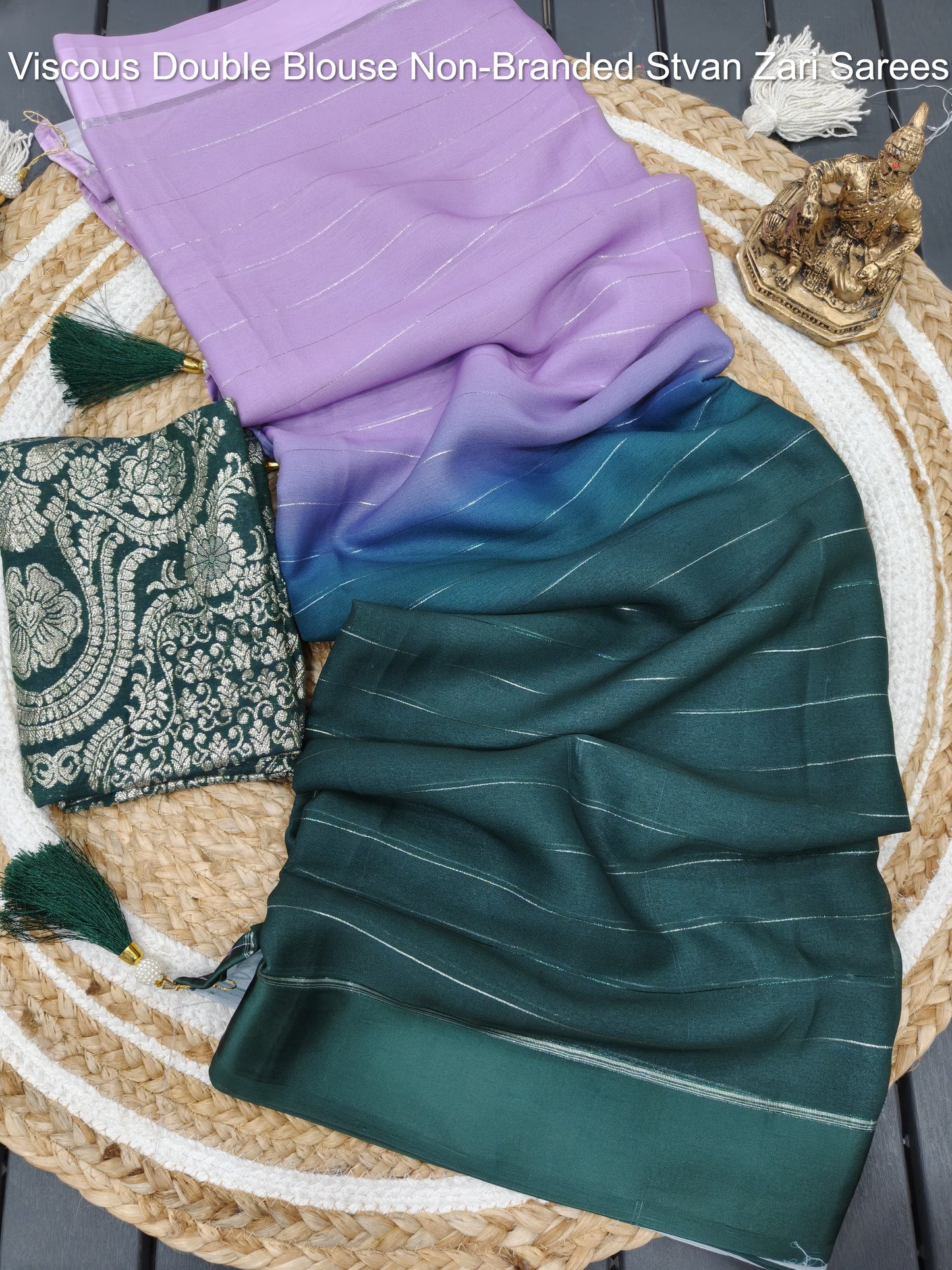 Viscous Double Blouse Non-Branded Stvan Zari Sarees