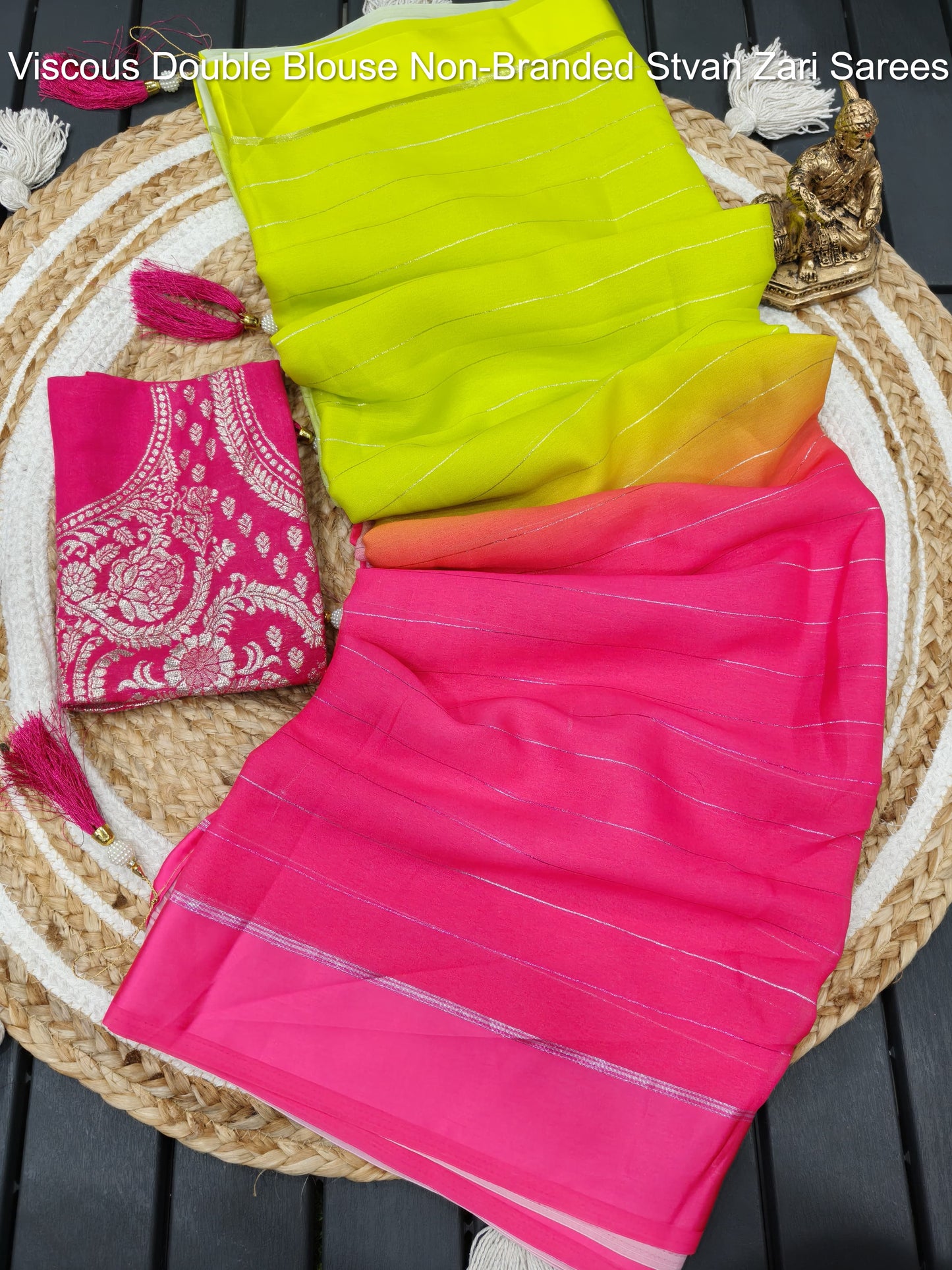 Viscous Double Blouse Non-Branded Stvan Zari Sarees
