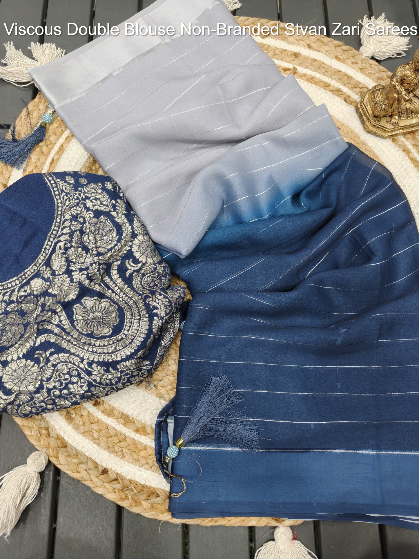 Viscous Double Blouse Non-Branded Stvan Zari Sarees