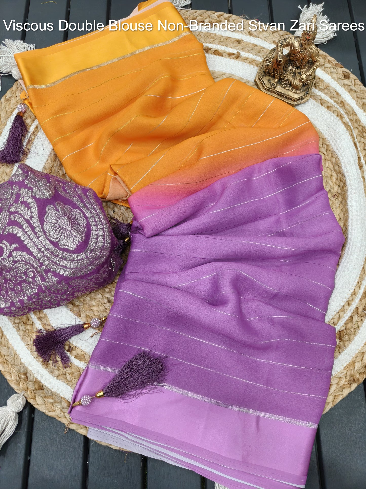 Viscous Double Blouse Non-Branded Stvan Zari Sarees
