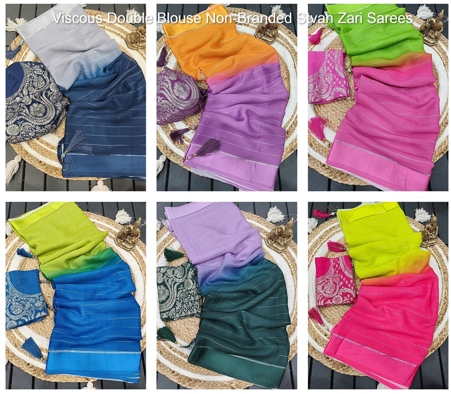 Viscous Double Blouse Non-Branded Stvan Zari Sarees