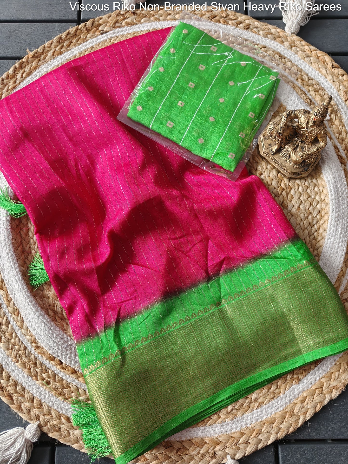 Viscous Riko Non-Branded Stvan Heavy Riko Sarees