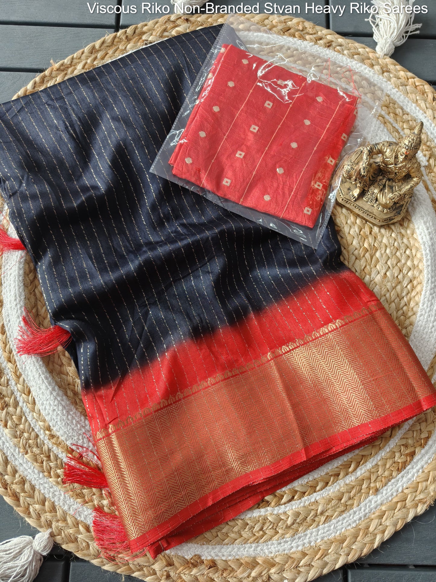 Viscous Riko Non-Branded Stvan Heavy Riko Sarees
