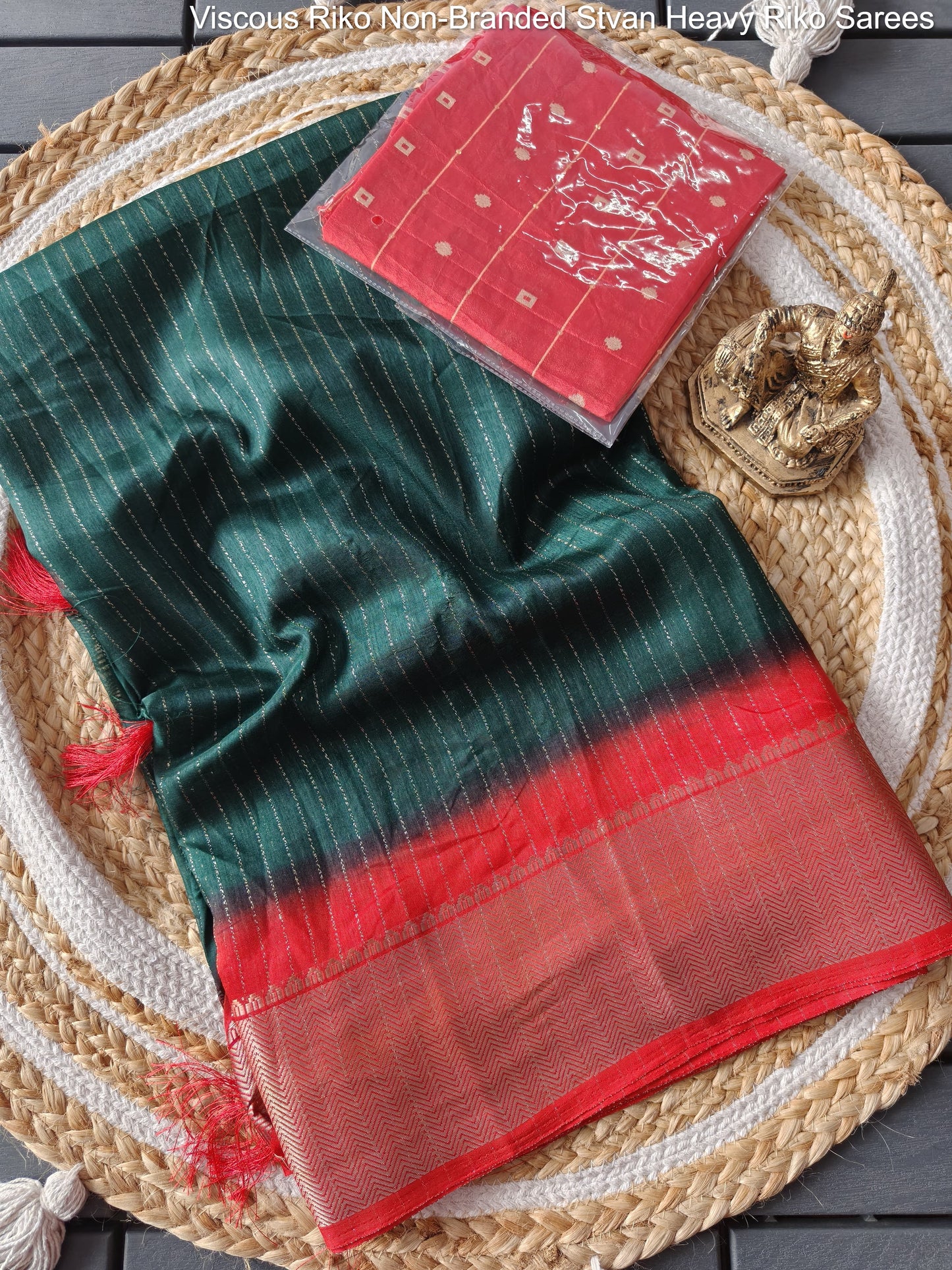 Viscous Riko Non-Branded Stvan Heavy Riko Sarees