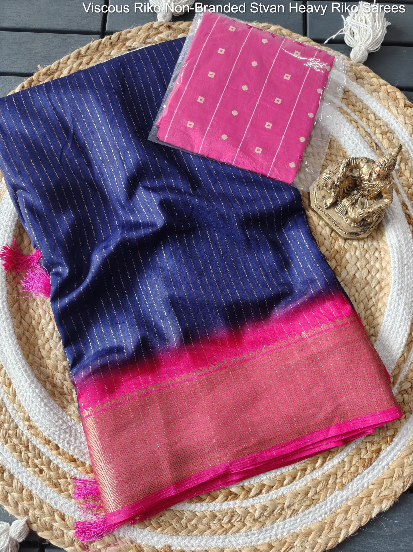 Viscous Riko Non-Branded Stvan Heavy Riko Sarees