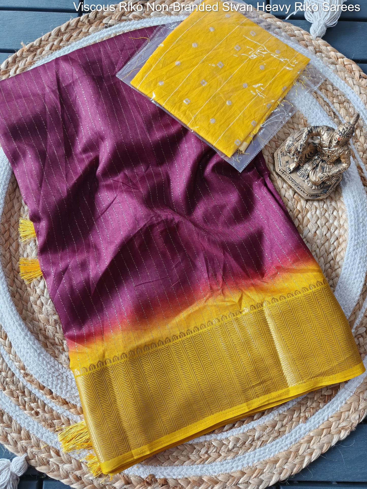 Viscous Riko Non-Branded Stvan Heavy Riko Sarees