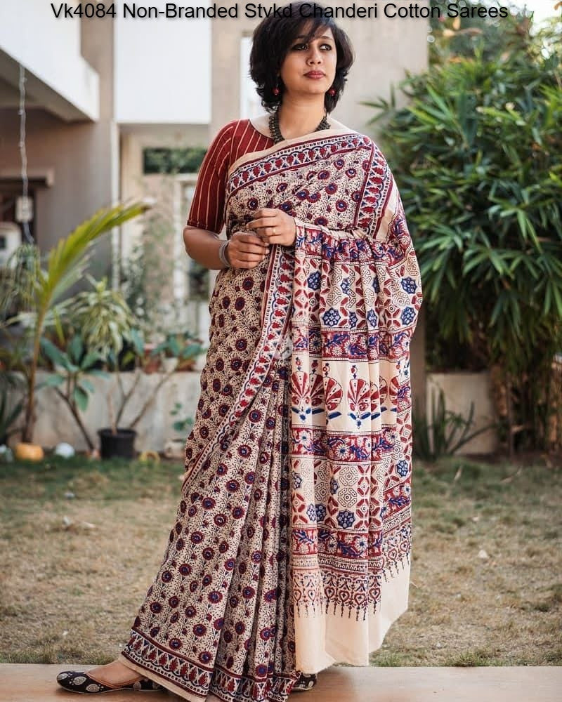 Vk4084 Non-Branded Stvkd Chanderi Cotton Sarees