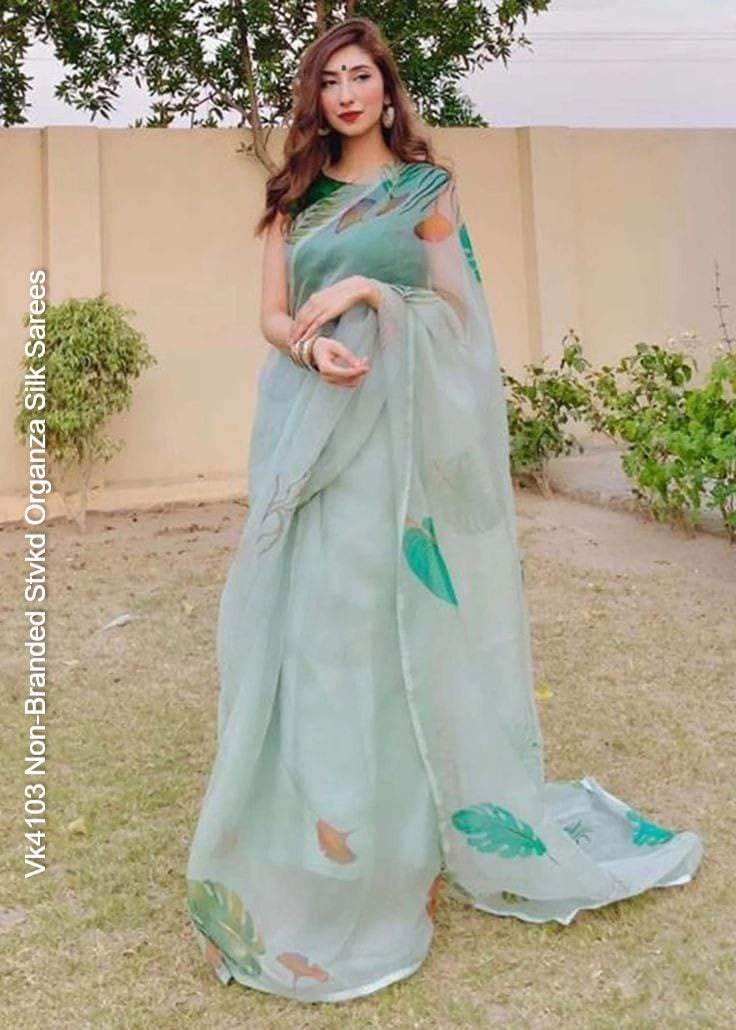 Vk4103 Non-Branded Stvkd Organza Silk Sarees