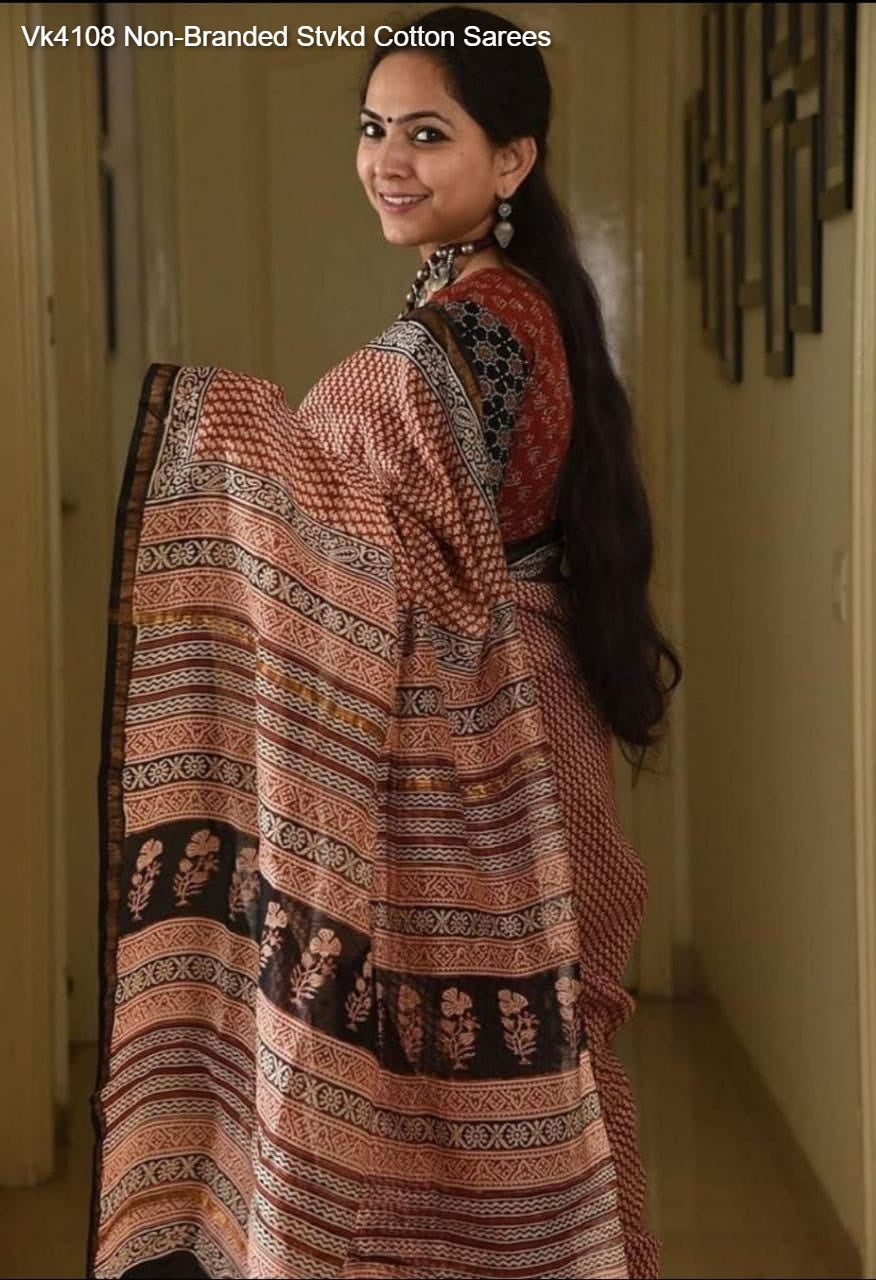 Vk4108 Non-Branded Stvkd Cotton Sarees