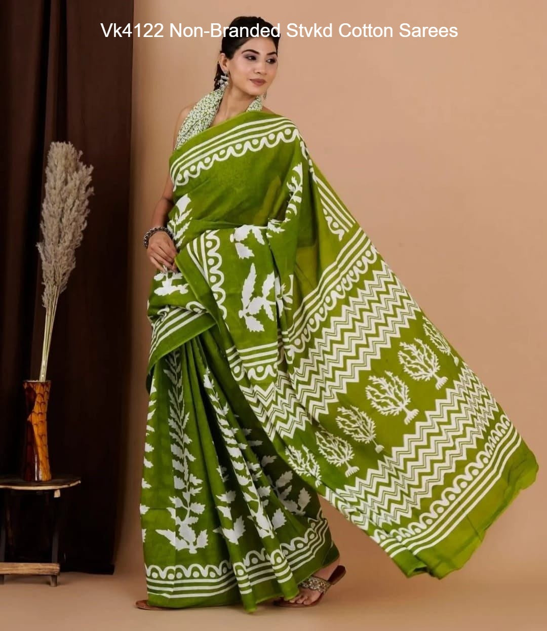 Vk4122 Non-Branded Stvkd Cotton Sarees