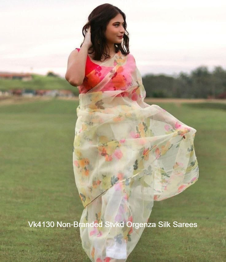 Vk4130 Non-Branded Stvkd Orgenza Silk Sarees