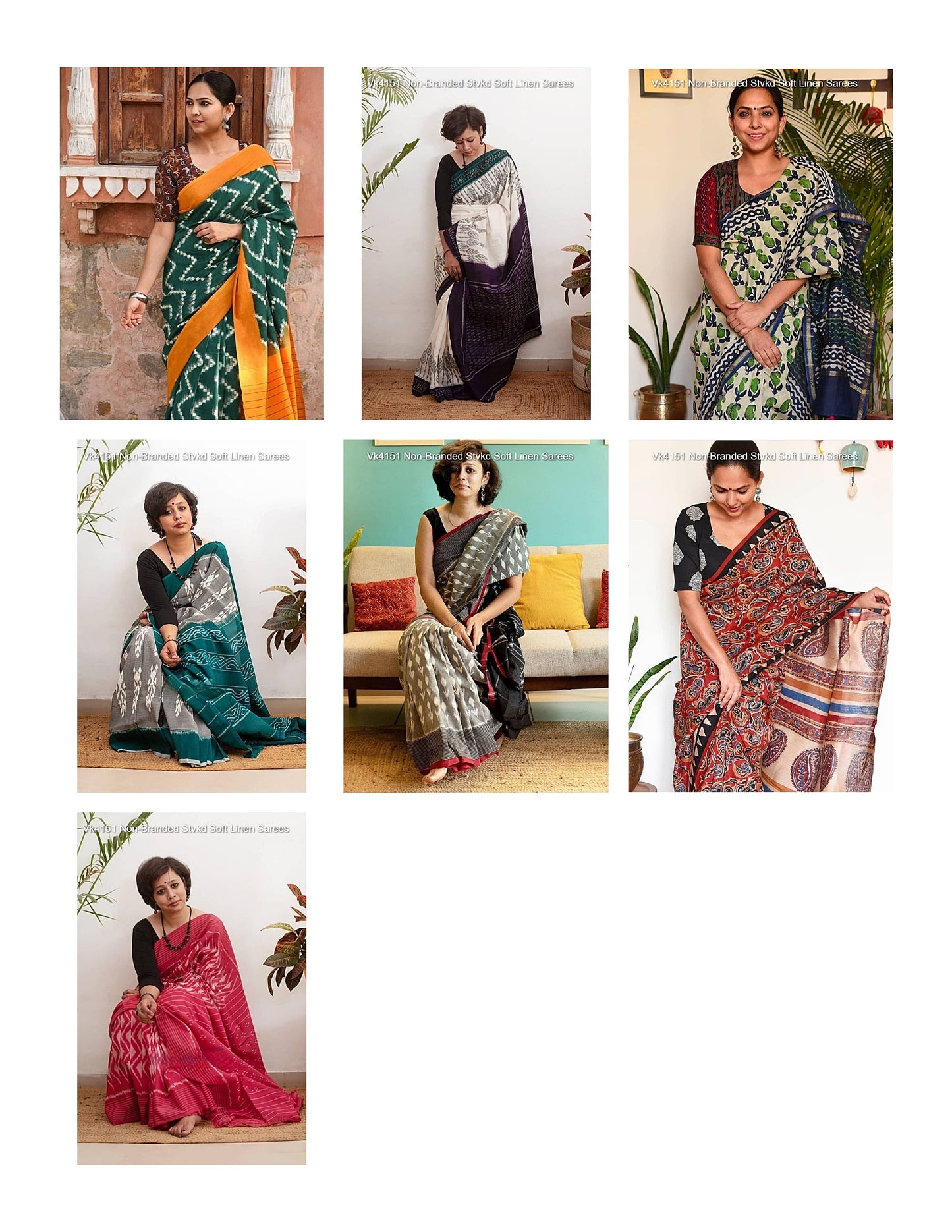 Vk4151 Non-Branded Stvkd Soft Linen Sarees