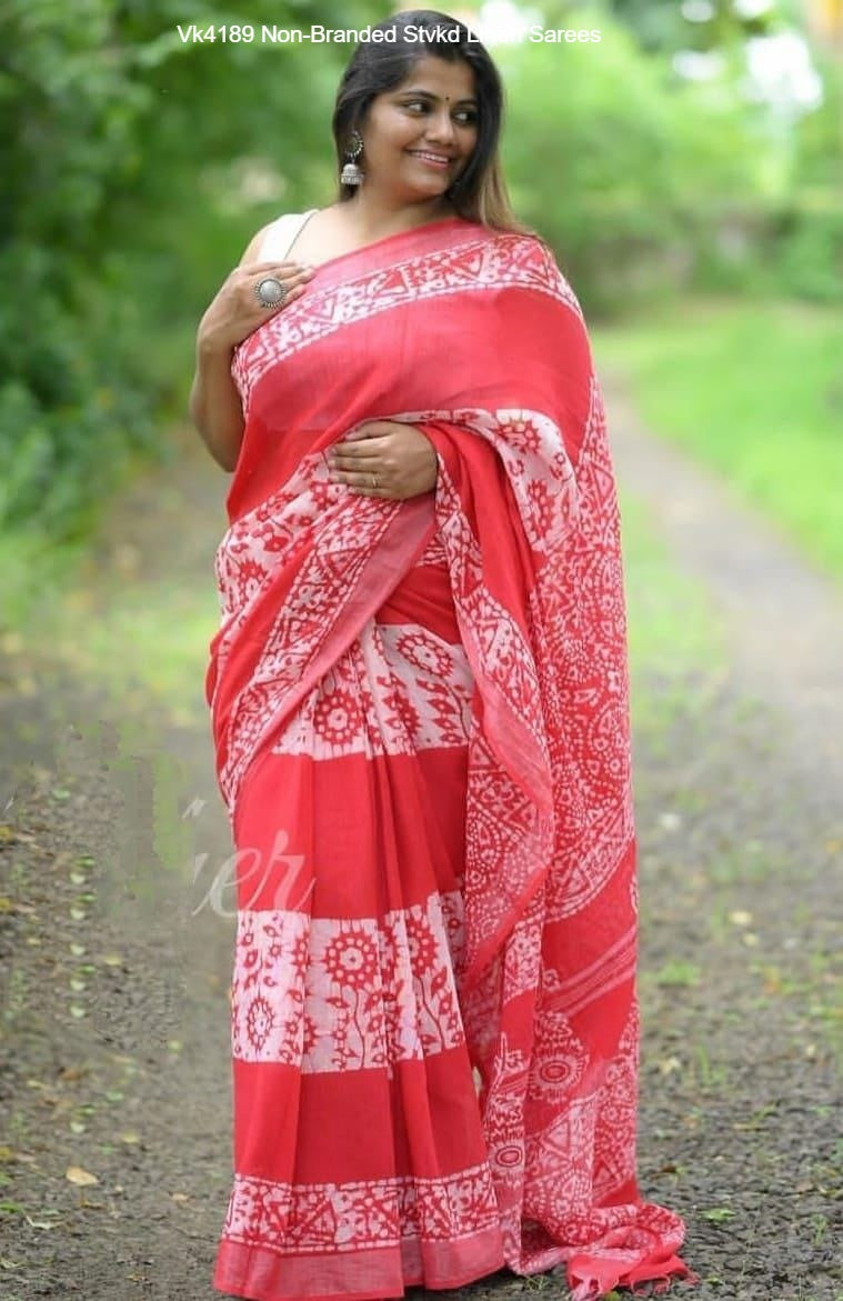 Vk4189 Non-Branded Stvkd Linen Sarees