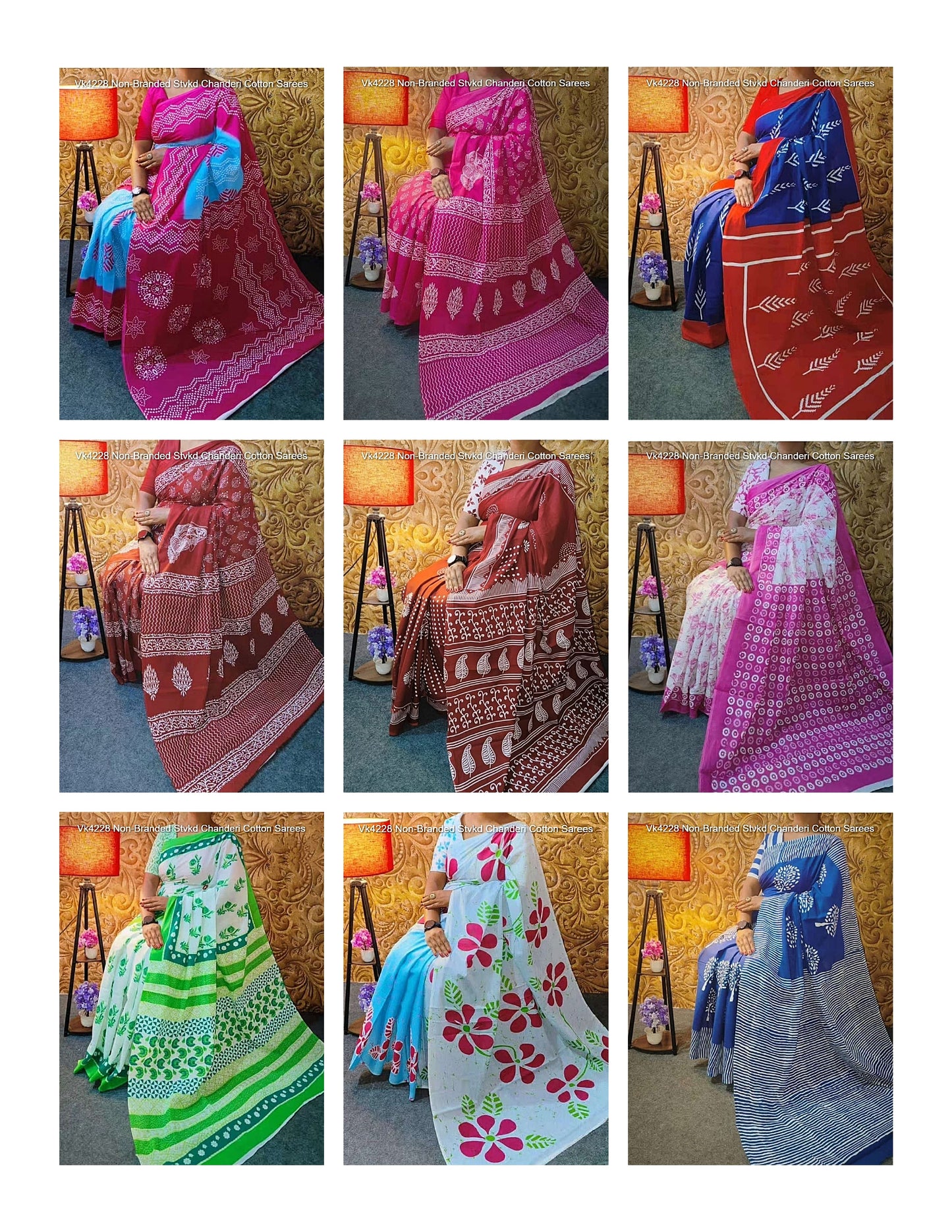 Vk4228 Non-Branded Stvkd Chanderi Cotton Sarees