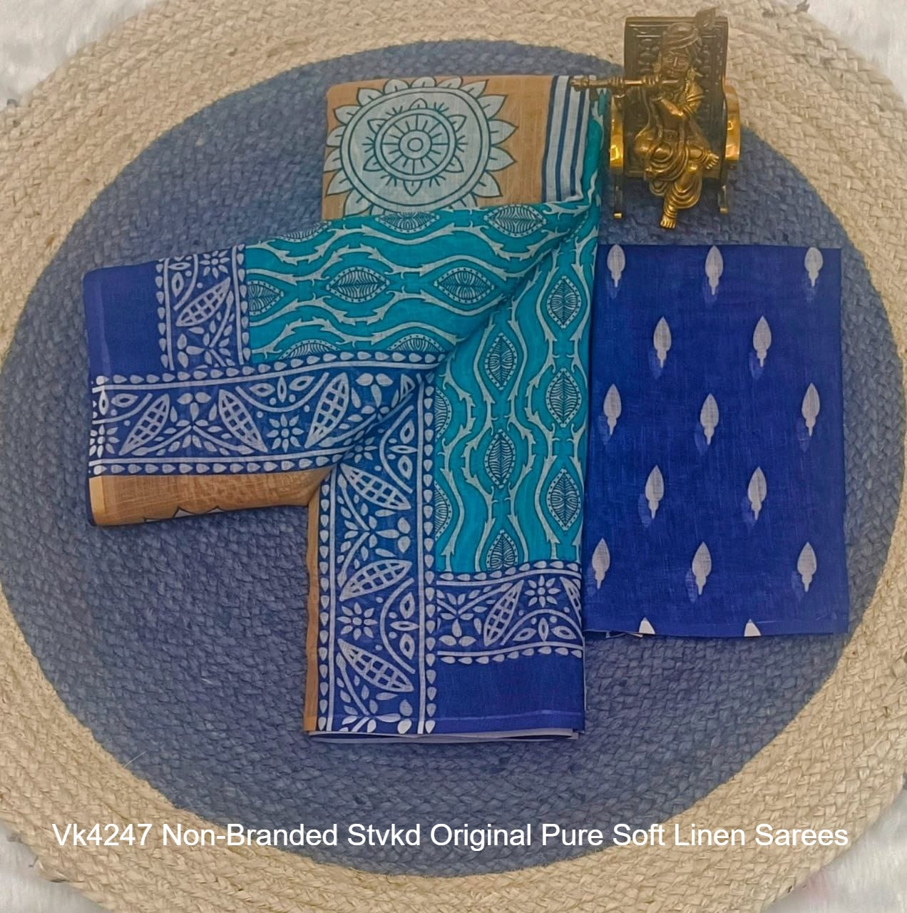 Vk4247 Non-Branded Stvkd Original Pure Soft Linen Sarees