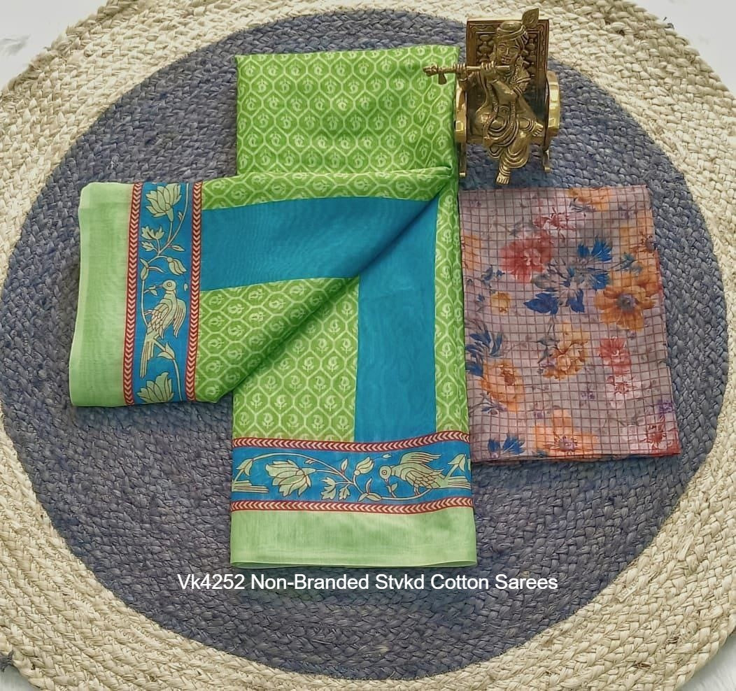 Vk4252 Non-Branded Stvkd Cotton Sarees