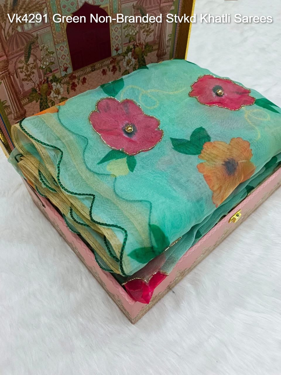 Vk4291 Green Non-Branded Stvkd Khatli Sarees