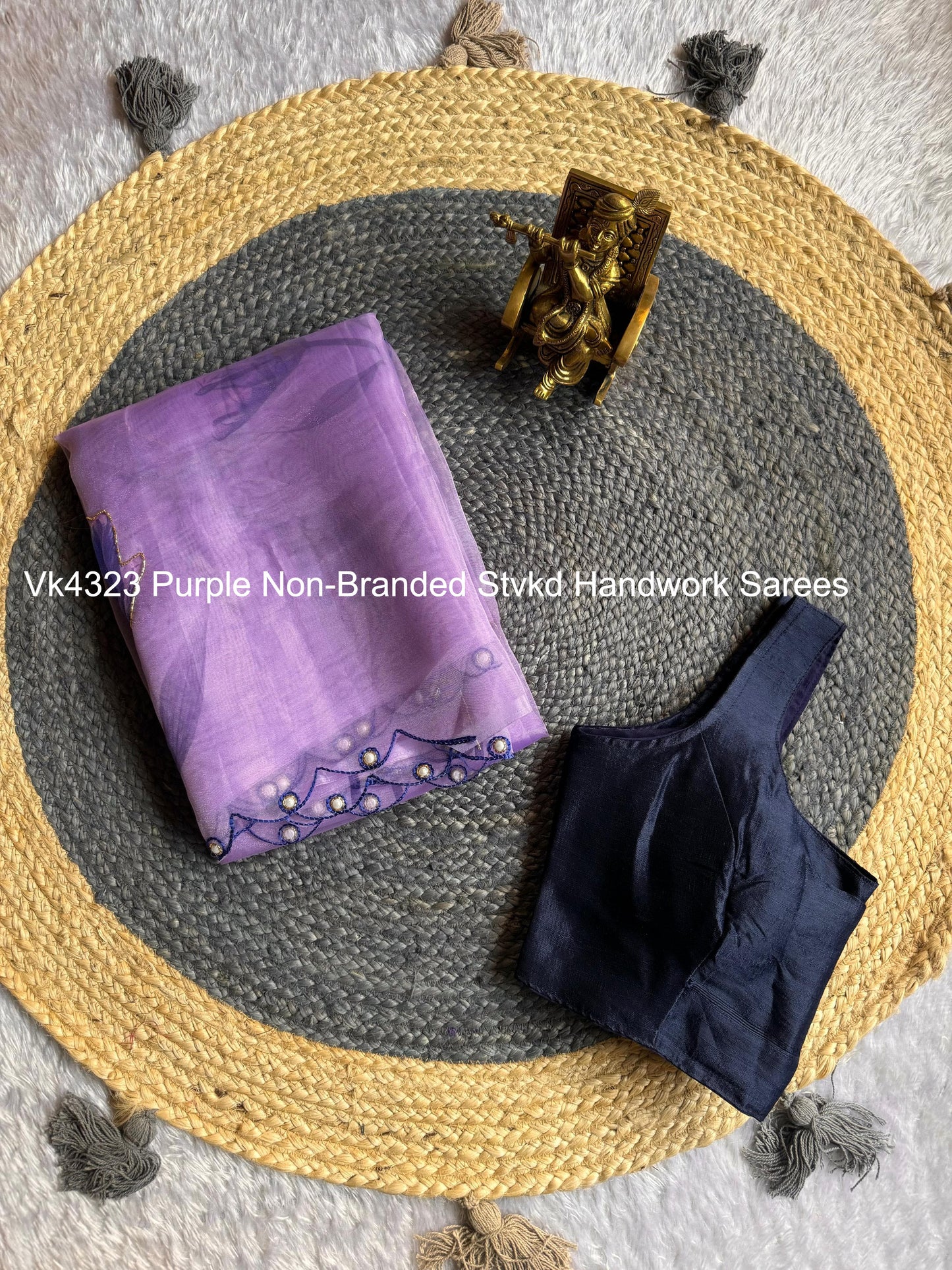 Vk4323 Purple Non-Branded Stvkd Handwork Sarees