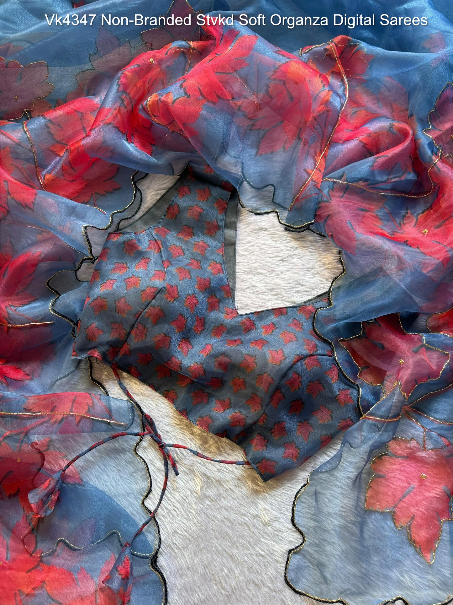 Vk4347 Non-Branded Stvkd Soft Organza Digital Sarees