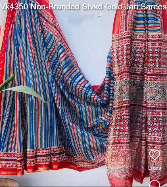 Vk4350 Non-Branded Stvkd Gold Jari Sarees