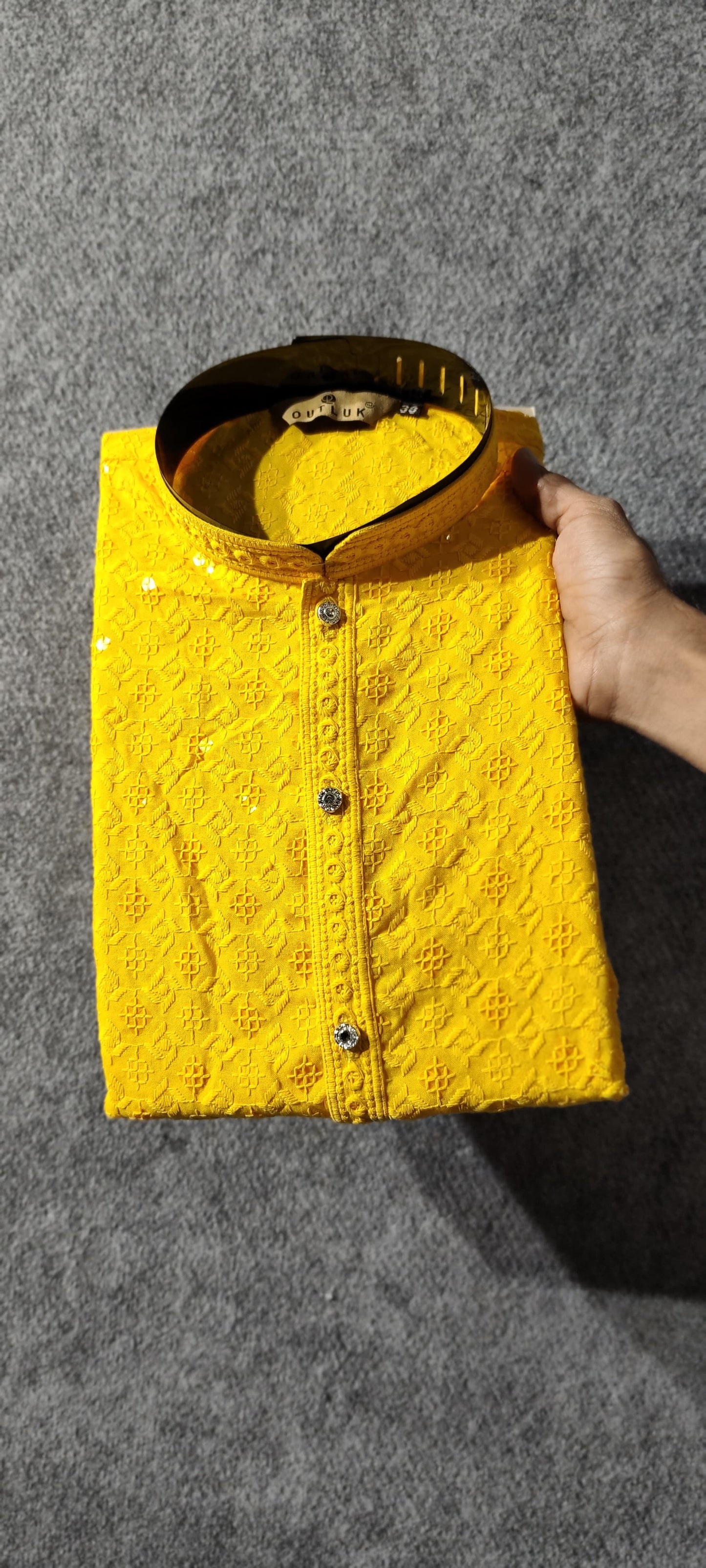 Vol 134 Yellow Outluk Lakhnavi Mens Kurta Pyjama