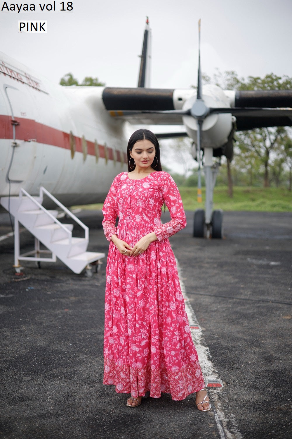 Vol 18 Pink Aayaa Faux Georgette One Piece Gown