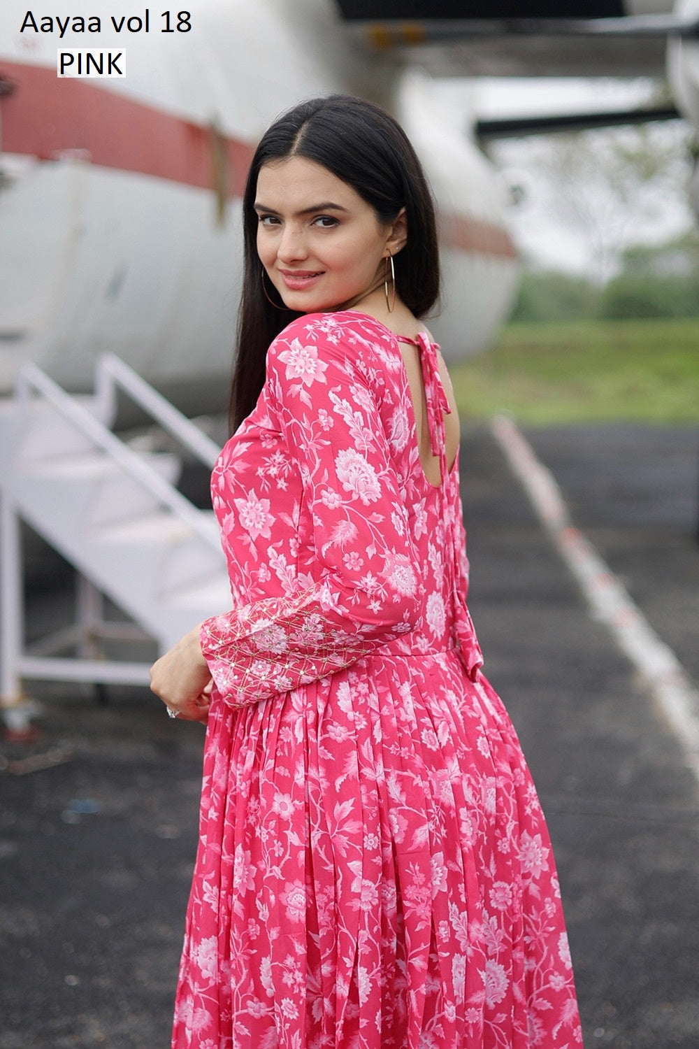 Vol 18 Pink Aayaa Faux Georgette One Piece Gown