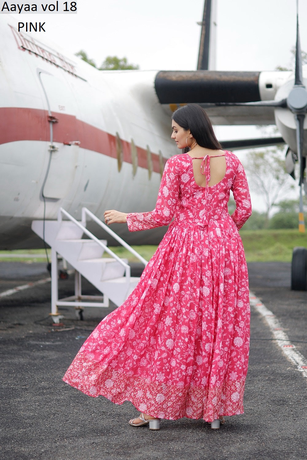 Vol 18 Pink Aayaa Faux Georgette One Piece Gown