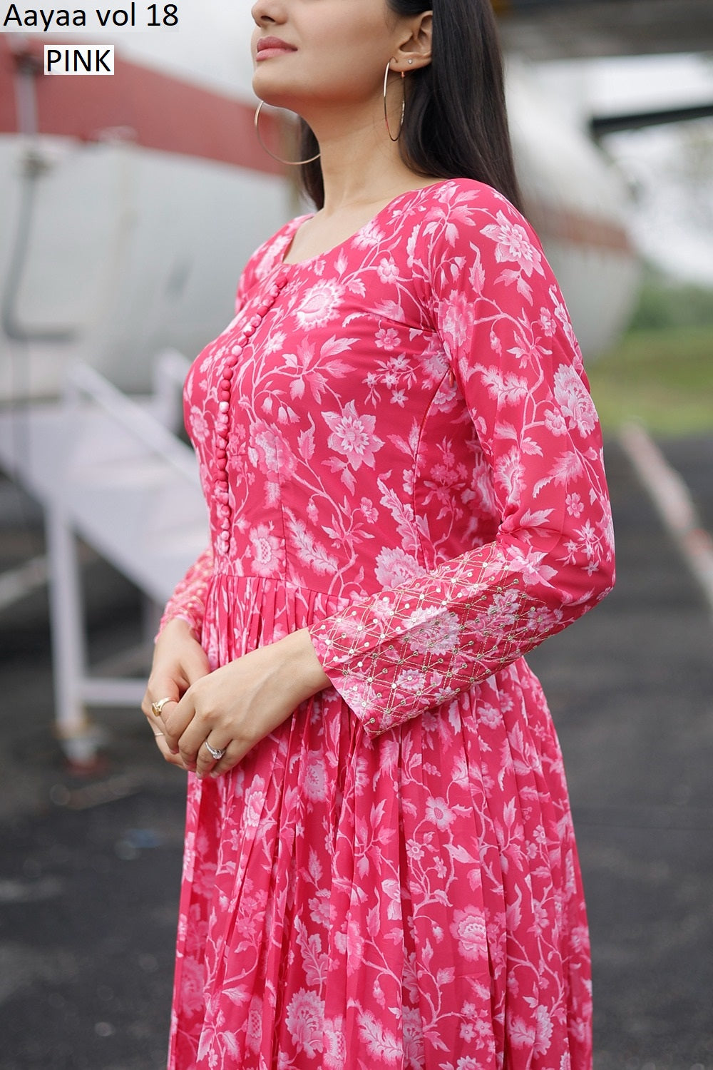 Vol 18 Pink Aayaa Faux Georgette One Piece Gown