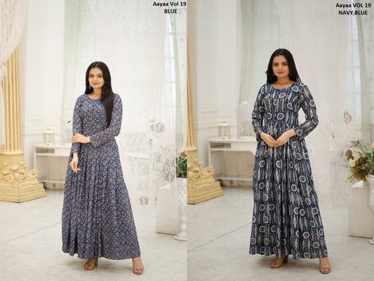 Vol 19 Blue Aayaa Georgette One Piece Gown