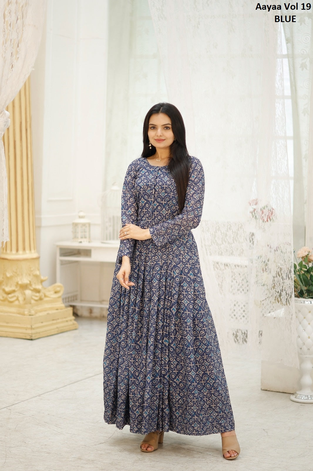 Vol 19 Blue Aayaa Georgette One Piece Gown
