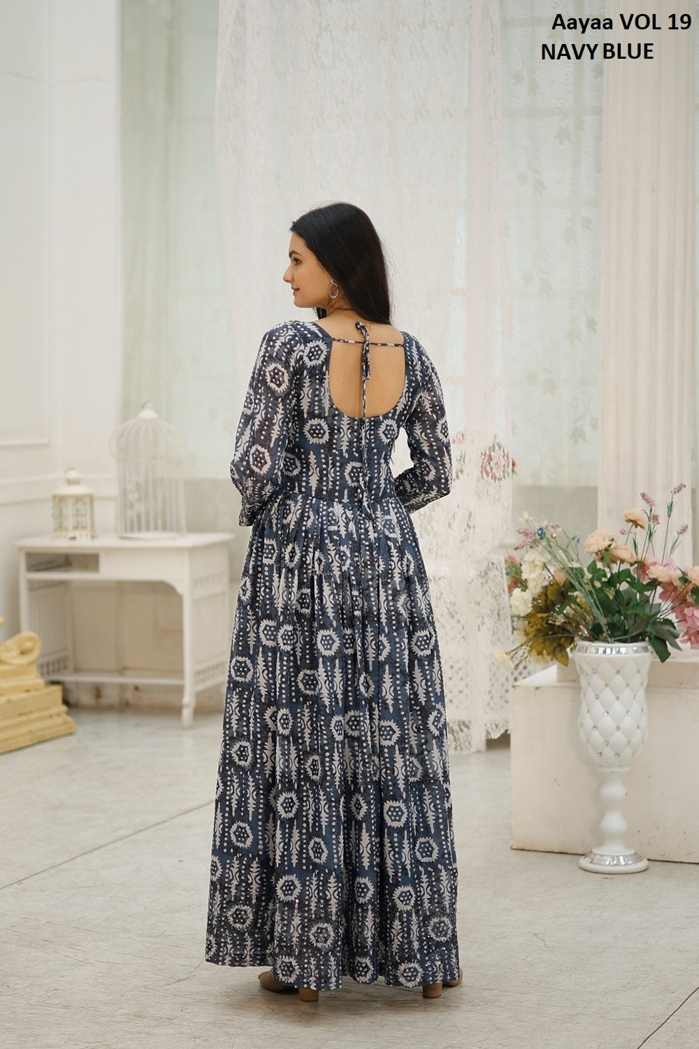 Vol 19 Navy Blue Aayaa Georgette One Piece Gown