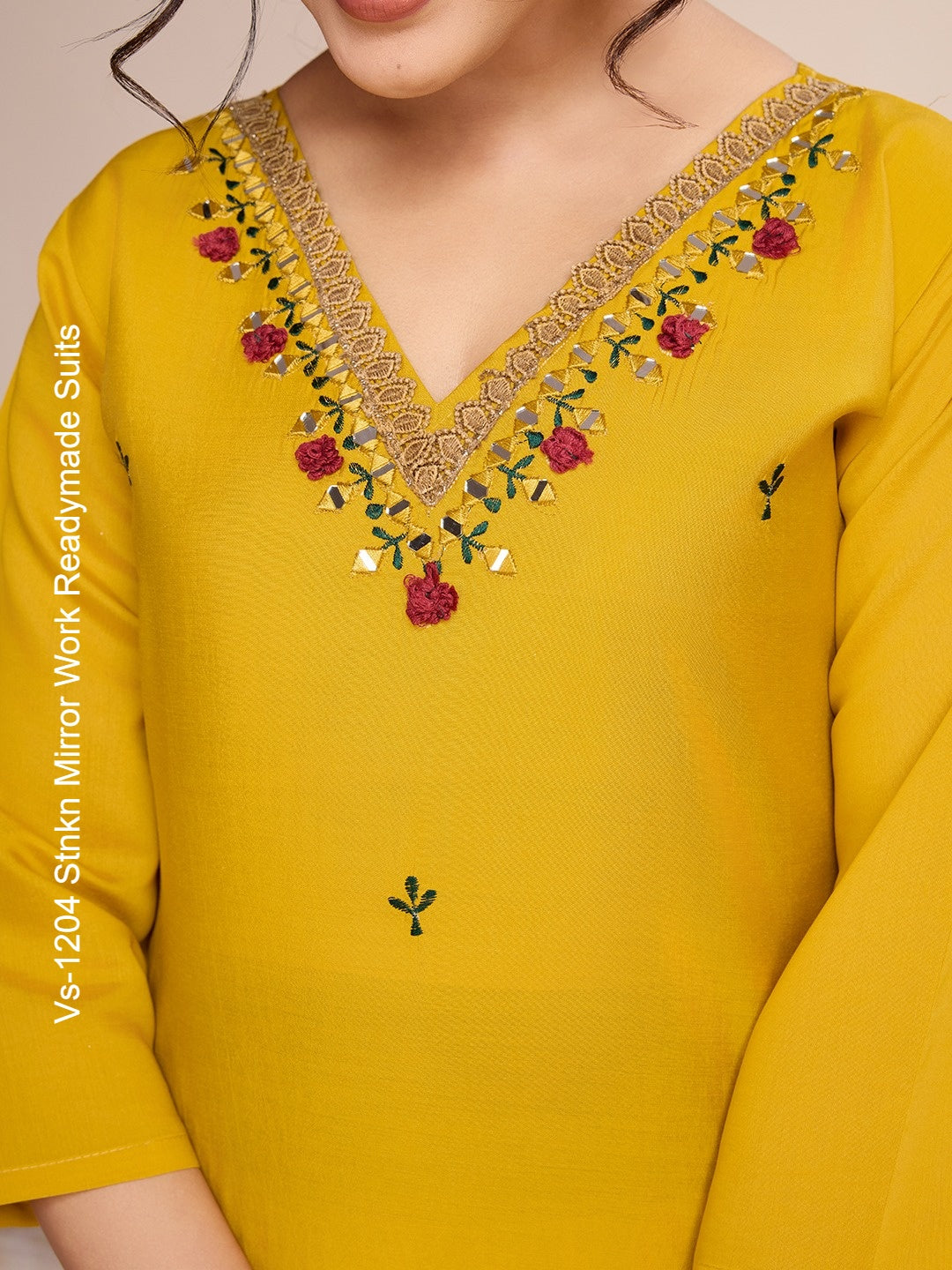 Vs-1204 Stnkn Mirror Work Readymade Suits